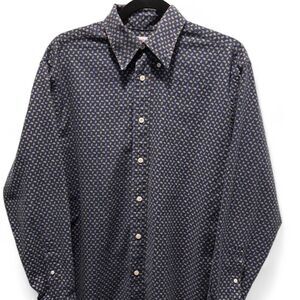 Brooks Brothers Madison Shirt Mens M Blue Gold Paisley Allover Button Down